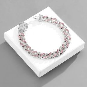 Cuban link Pink Rimestone Bracelet/ Anklets